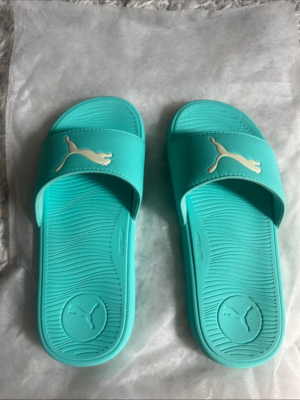 PUMA TURQUOISE SLIDE SANDALS